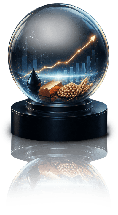Glass sphere showing a commodity price curve, representing planning certainty in volatile commodity markets