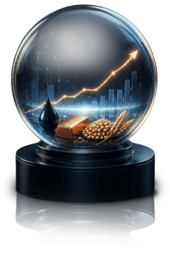Glass sphere with a rising price curve, representing predictable price development with HedgeGo